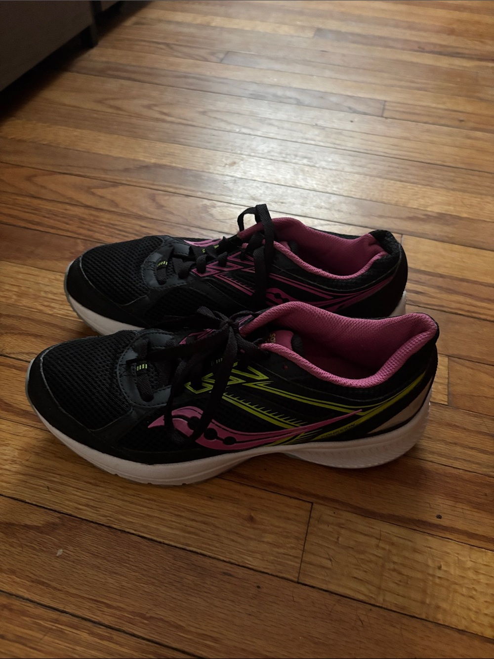Saucony Black Athletic Sneakers with Pink and Lime Accents